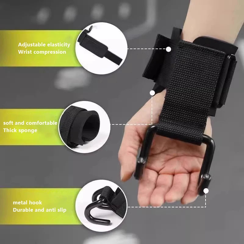 Empuñaduras de gancho para levantamiento de pesas, 2 uds., con muñequeras, barra de mano para gimnasio, correa para muñeca, gancho para Fitness, correa de peso, dominadas, guantes de levantamiento de energía