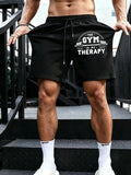 Pantalones Cortos Deportivos para Hombre con Estampado 'The Gym Is My Therapy', Ropa Informal de Verano, Shorts Negros para Correr, Prenda Holgada que Combina con Todo
